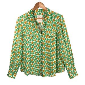 Anthropologie Conversations Pear Print Button Down Shirt Size 4 Fruit‎ Preppy